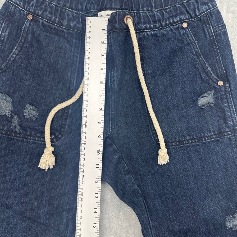 OneTeaspoon Womens Distressed Denim Joggers Dark Wash Recycled Cotton Small - Picture 3 of 6